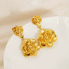 Wholesale Women's 316L Stainless Steel Rose Flower Pendant Earrings With Electroplating