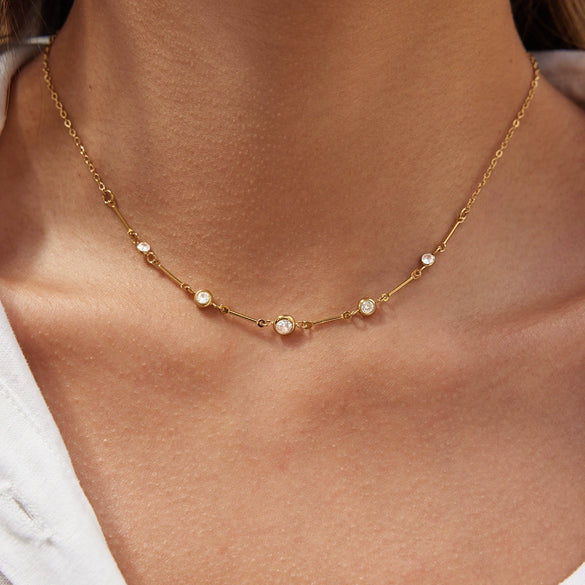 Wholesale Women's Stainless Steel Round Beads Necklace With Electroplating Design Classic Fashion