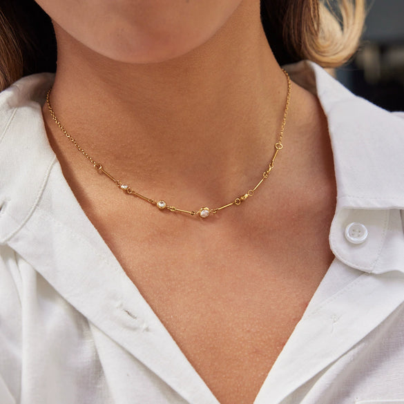 Wholesale Women's Stainless Steel Round Beads Necklace With Electroplating Design Classic Fashion