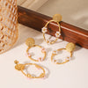 Wholesale Women's Stainless Steel Round Flower Geometric Pattern Electroplated Earrings