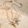 Wholesale Women's Stainless Steel Round Geometric Cross Pendant Necklace With Electroplating