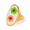 Wholesale Women's Stainless Steel Round Geometric Style Dried Flower Ring With Electroplating Fashion Fresh