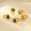 Wholesale Women's Stainless Steel Round Ring Inlaid With Natural Stone Electroplated Joker Fashion Style
