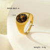 Wholesale Women's Stainless Steel Round Ring Inlaid With Natural Stone Electroplated Joker Fashion Style