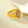 Wholesale Women's Stainless Steel Round Ring Inlaid With Natural Stone Electroplated Joker Fashion Style