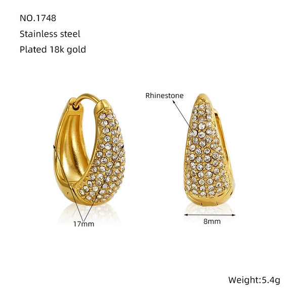 Wholesale Women's 316L Stainless Steel Semioval Geometric Style Electroplated Earrings