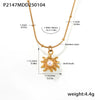 Wholesale Women's Stainless Steel Shell Beads Geometric Collarbone Necklace Jewelry 18K Gold Plated