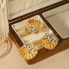 Wholesale Women's Stainless Steel Shell Earrings With Geometric Pattern And Electroplating Design In Natural Style