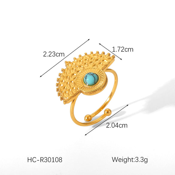 Wholesale Women's Stainless Steel Shell Open Ring With Geometric Style And Electroplating