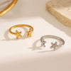 Wholesale Women's Stainless Steel Simple Flower Ring 18K Gold Plated With Electroplating