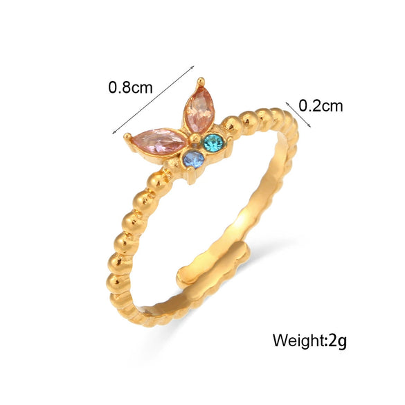 Wholesale Women's Stainless Steel Simple Geometric Butterfly Adjustable Ring Jewelry With Electroplating