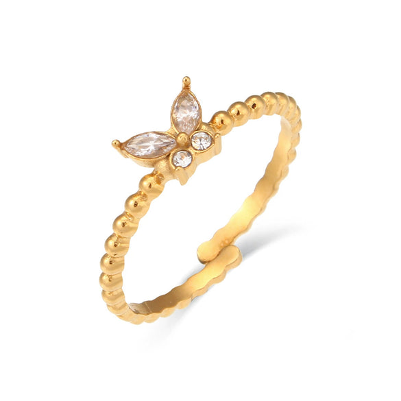 Wholesale Women's Stainless Steel Simple Geometric Butterfly Adjustable Ring Jewelry With Electroplating