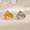 Wholesale Women's Stainless Steel Simple Hollow Geometric Opening Adjustable Hip Hop Ring With Electroplating