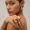 Wholesale Women's Stainless Steel Smooth Ring With Geometric Pattern In French Retro Style And Electroplating Treatment