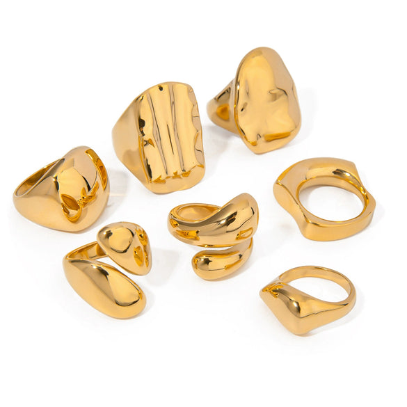 Wholesale Women's Stainless Steel Smooth Ring With Geometric Pattern In French Retro Style And Electroplating Treatment