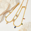 Wholesale Women's Stainless Steel Snake Bone Chain Jewelry Set With Colored Zircon Love Water Drops Bell Pattern Electroplated Tassel Necklace And Anklet