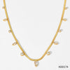 Wholesale Women's Stainless Steel Snake Bone Chain Jewelry Set With Colored Zircon Love Water Drops Bell Pattern Electroplated Tassel Necklace And Anklet