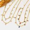Wholesale Women's Stainless Steel Snake Bone Chain Jewelry Set With Colored Zircon Love Water Drops Bell Pattern Electroplated Tassel Necklace And Anklet