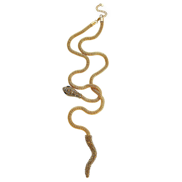 Wholesale Women's Stainless Steel Snake Bone Chain Necklace With Animal Pattern And Polished Electroplating