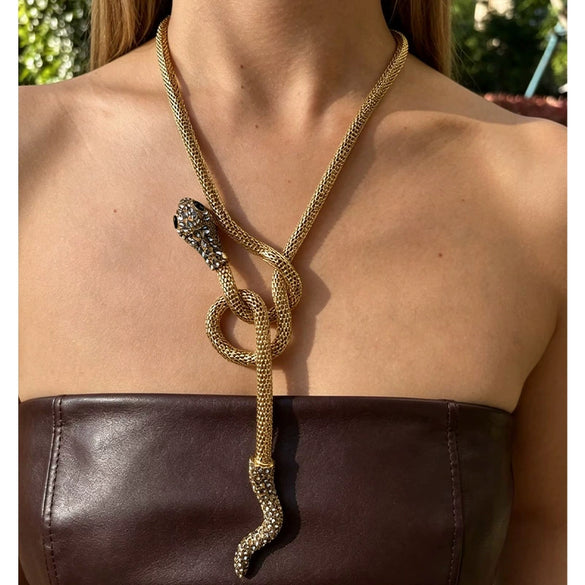Wholesale Women's Stainless Steel Snake Bone Chain Necklace With Animal Pattern And Polished Electroplating