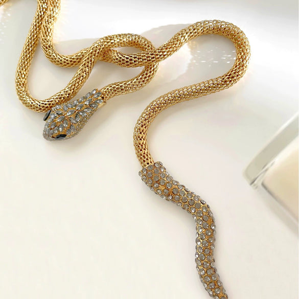 Wholesale Women's Stainless Steel Snake Bone Chain Necklace With Animal Pattern And Polished Electroplating