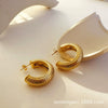 Wholesale Women's Stainless Steel Snake Pattern Cshaped Exaggerated Earrings With 18K Real Gold Electroplating Light Luxury Style
