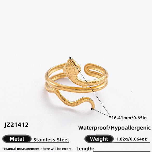 Wholesale Women's Stainless Steel Snakeshaped Animal Zodiac Ring With 18K Colorpreserving Electroplating