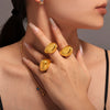 Wholesale Women's 316L Stainless Steel Specialshaped Geometric Pvd Plated Ring Ornament