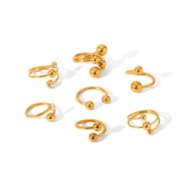 Wholesale Women's Stainless Steel Sphere Ring With Geometric Design And Electroplating Treatment
