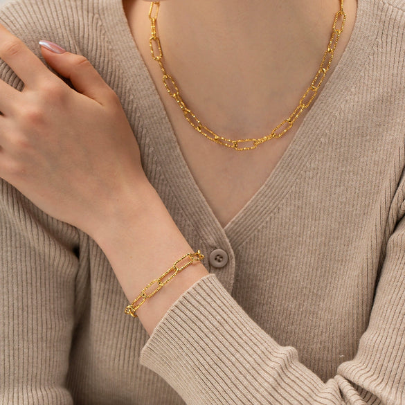 Wholesale Women's Stainless Steel Square Chain Bracelet With Geometric Pattern And Electroplating Treatment In Ins Style