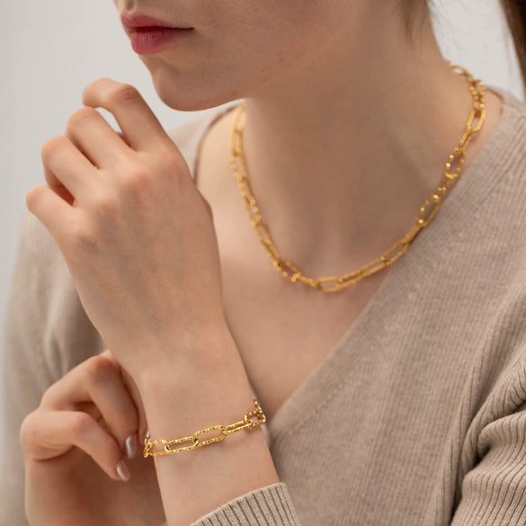 Wholesale Women's Stainless Steel Square Chain Bracelet With Geometric Pattern And Electroplating Treatment In Ins Style