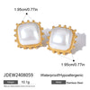 Wholesale Women's Stainless Steel Square Earrings With Pearl Joker Design And Electroplating Treatment