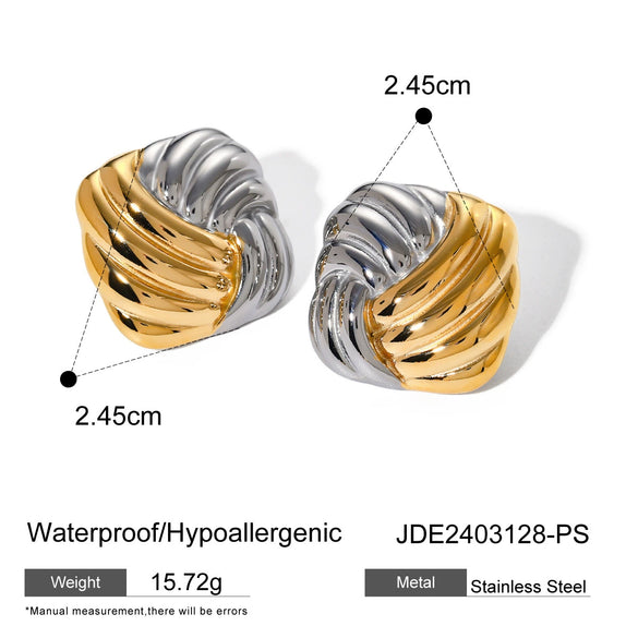 Wholesale Women's Stainless Steel Square Geometric Electroplated Earrings
