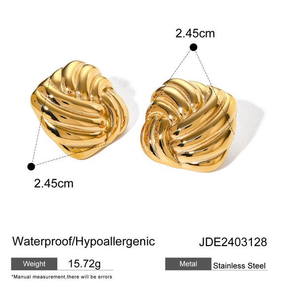 Wholesale Women's Stainless Steel Square Geometric Electroplated Earrings