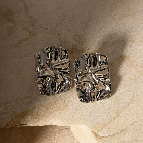 Wholesale Women's Stainless Steel Square Geometric Retro Electroplated Earrings