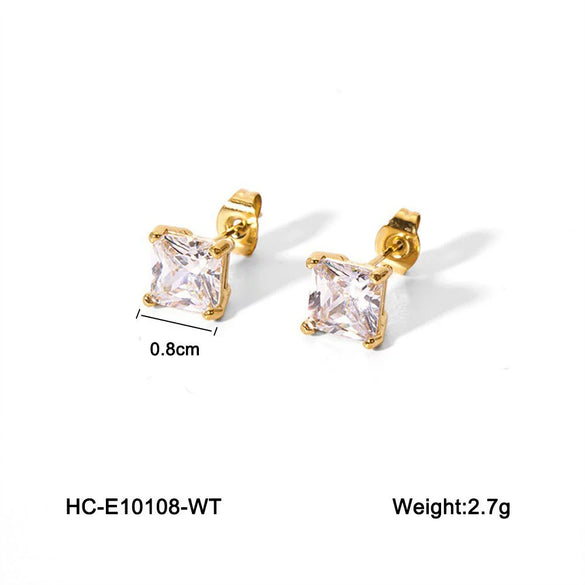 Wholesale Women's Stainless Steel Square Geometric Vacuum Electroplated Earrings Jewelry