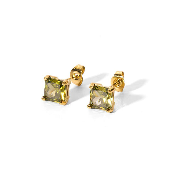 Wholesale Women's Stainless Steel Square Geometric Vacuum Electroplated Earrings Jewelry