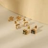 Wholesale Women's Stainless Steel Square Geometric Vacuum Electroplated Earrings Jewelry
