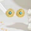 Wholesale Women's Stainless Steel Stamped Geometric Earrings Retro Personality Light Luxury