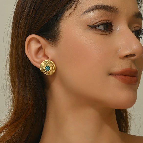 Wholesale Women's Stainless Steel Stamped Geometric Earrings Retro Personality Light Luxury