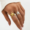Wholesale Women's Stainless Steel Star And Starfish Design Pvd Furnace Vacuum Real Gold Plated Rings
