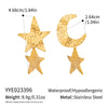 Wholesale Women's Stainless Steel Star Pattern Hammered Pvd Furnace Vacuum Real Gold Plated Stud Earrings Accessories