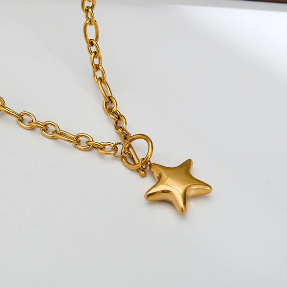Wholesale Women's Stainless Steel Star Pendant Necklace With Electroplating Casual Style
