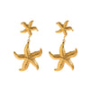 Wholesale Women's Stainless Steel Starfish Pendant Earrings With Electroplating And Geometric Design