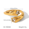 Wholesale Women's Stainless Steel Starshaped Zirconia Inlaid Open Ring Hand Jewelry