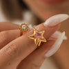 Wholesale Women's Stainless Steel Starshaped Zirconia Inlaid Open Ring Hand Jewelry