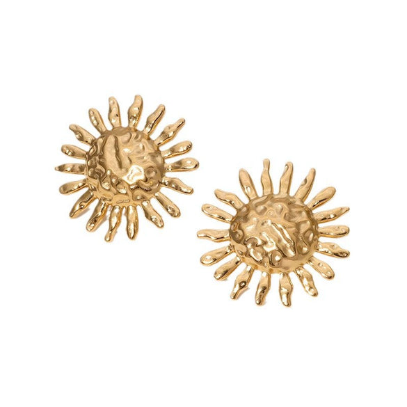 Wholesale Women's Stainless Steel Sunflower Earrings With Electroplating Design Niche And Personalized