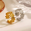 Wholesale Women's Stainless Steel Sunflower Opening Adjustable Electroplated Ring