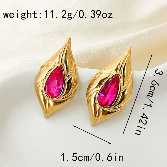 Wholesale Women's Stainless Steel Sweet Fashion Geometric Exaggerated Exquisite Oil Drop Flower Earrings With Electroplating
