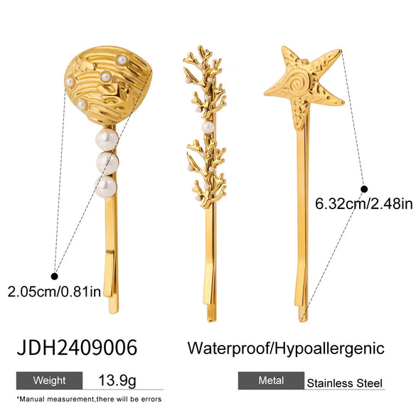 Wholesale Women's Stainless Steel Sweet Plant Flowers Style Word Clip Hairpin With Electroplating Treatment